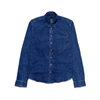 CHROME HEARTS CHROME HEARTS DENIM SHIRT WITH LEATHER CROSS PATCH BLUE