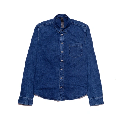 Chrome Hearts Denim Shirt With Leather Cross Patch Blue