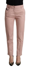 Dolce & Gabbana Pink Cotton Mid Waist Trouser Tapered Pants In Pink