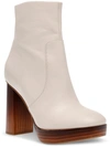 Dolce Vita Marigold Womens Faux Leather Stacked Heel Ankle Boots In White