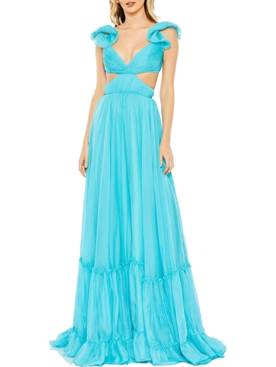 Mac Duggal Womens Open Back Maxi Evening Dress In Blue