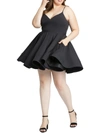 Mac Duggal Plus Sweetheart Womens Cocktail Short Fit & Flare Dress In Black