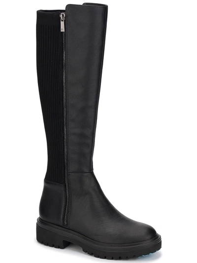 Kenneth Cole Womens Leather Lugged Sole Knee-high Boots In Black