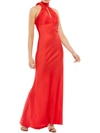 MAC DUGGAL WOMENS SATIN MAXI SHEATH DRESS