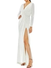 Mac Duggal Womens Faux Wrap Long Wrap Dress In White