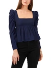 1.STATE WINTER LUXE WOMENS SQUARE NECKLINE PUFF SLEEVE BLOUSE