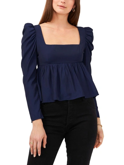 1.state Winter Luxe Womens Square Neckline Puff Sleeve Blouse In Multi
