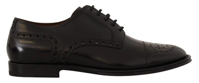 Dolce & Gabbana Black Leather Oxford Wingtip Formal Shoes