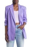 Open Edit Oversize Linen Blend Blazer In Purple Dahlia