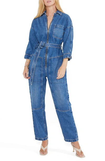 Etica Zeta Zip Front Denim Jumpsuit In Cimarron