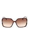 Tom Ford Joanna 59mm Gradient Butterfly Sunglasses In Shiny Havana Rose Gold / Brown