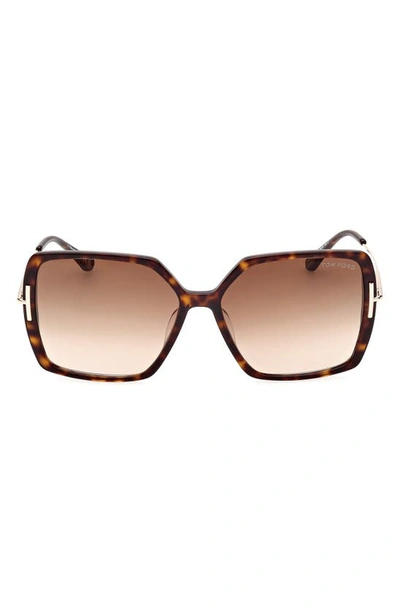 Tom Ford Joanna 59mm Gradient Butterfly Sunglasses In Shiny Dark