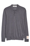 Golden Goose Charcoal Virgin Wool Polo With Golden Applications In Grey