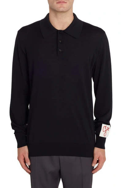 Golden Goose Virgin Wool Polo Shirt In Black