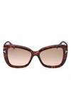 Tom Ford Maeve 55mm Gradient Polarized Butterfly Sunglasses In Brown