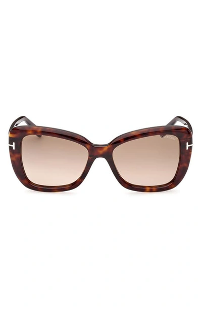 Tom Ford Maeve 55mm Gradient Polarized Butterfly Sunglasses In Dark Havana / Gradient Brown