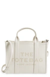 Marc Jacobs The Leather Medium Tote Bag In Cotton/silver