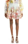 Zimmermann Wonderland Linen And Silk Flip Skirt In Elka Poppy Ombre
