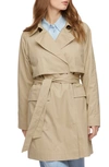 Bernardo Cotton Twill Trench Coat In Beige