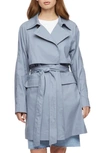 Bernardo Cotton Twill Trench Coat In Dusty Blue
