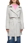 Bernardo Cotton Twill Trench Coat In Cool Gray