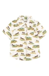 MIKI MIETTE KIDS' LEXINGTON HORSE PRINT SHORT SLEEVE BUTTON-UP SHIRT