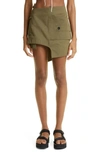 Monse Deconstructed Trouser Mini Skirt With Pockets In Olive