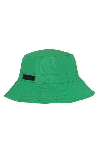 Ganni Green Tech Bucket Hat In Kelly Green