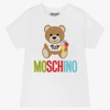 MOSCHINO KID-TEEN WHITE COTTON TEDDY BEAR T-SHIRT