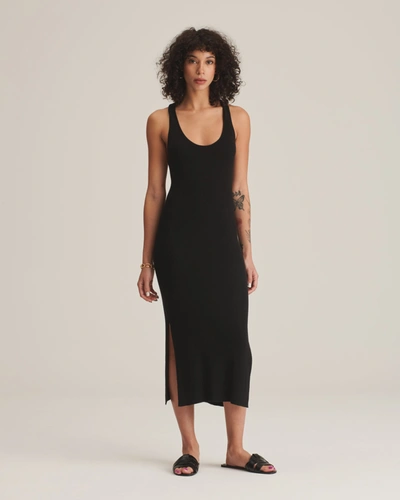 Naadam Silk Blend Twist Back Midi Dress In Black