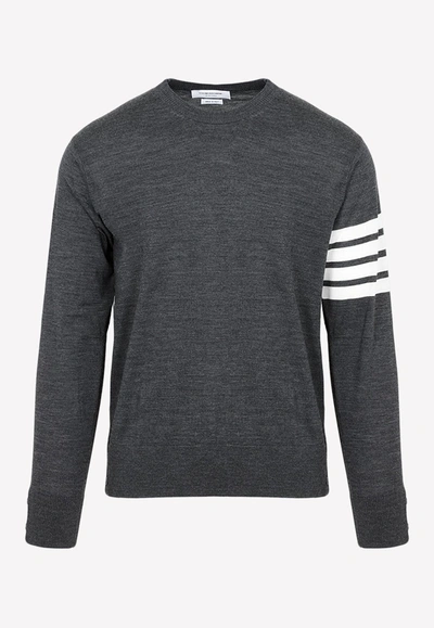 Thom Browne 4-bar Stripe Sweater In Wool In Gray