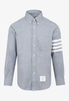 Thom Browne Light-blue Cotton Shirt In Gray