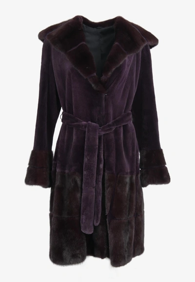 Miller Belted Mink-fur Coat With Hood In Purple