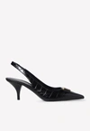 Tom Ford Black Croc Slingback Heels In Black