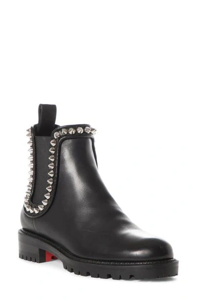 Christian Louboutin Capahutta Spiked Leather Chelsea Boots In Black/silver