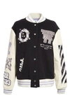 Off-white Varsity Bomber Jacket With Patches In Black Lilac