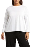 EILEEN FISHER ROUND NECK ORGANIC COTTON LONG SLEEVE TOP