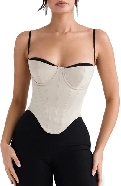 House Of Cb Luette Satin Corset In Beige