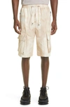 Balmain Faded-effect Cotton Cargo Shorts In Beige Multi