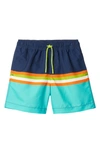 HATLEY KIDS' TURTLE STRIPES SWIM TRUNKS