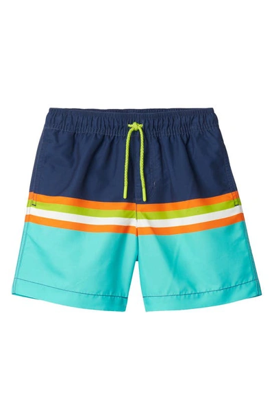 Hatley Kids' Little Boy's & Boy's Turtle Stripes Swim Shorts In Blue