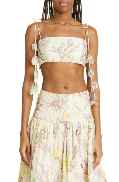 Alexis Evy Embroidered Swiss Dot Crop Top In Floral Embroidered