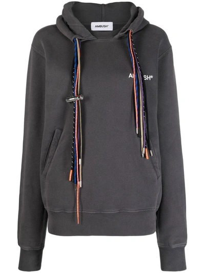 Ambush Multicord-drawstring Cotton Hoodie In Grey