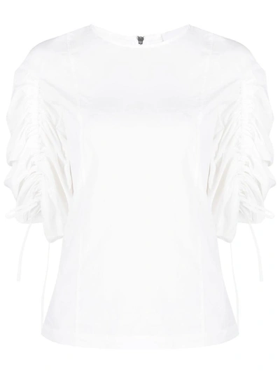 Erika Cavallini Short Puff Sleeves Blouse In White