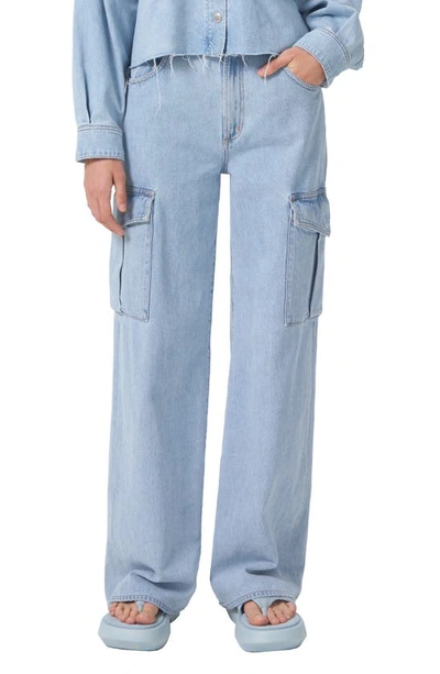 Agolde Minka Wide Leg Cargo Jeans In Light Marble Indigo