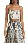 Ulla Johnson Iris Bustier Corset Printed Silk Top In Fossil