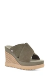 Ugg Abbot Wedge Slide Sandal In Moss Green