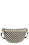 Clare V Grande Fanny Bag In Cream Chantal/black Checkers