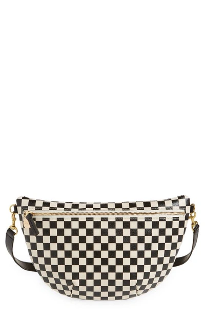 Clare V Grande Fanny Bag In Cream Chantal/black Checkers