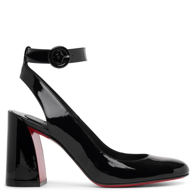 Christian Louboutin Miss Sab Patent Leather Slingback Pumps 85 In Black/lin Black